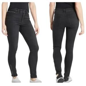 Athleta Sculptek Black Carbon Wash Ankle Zipper Ultra Skinny Jeans 0